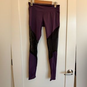 Purple with black mesh leggings